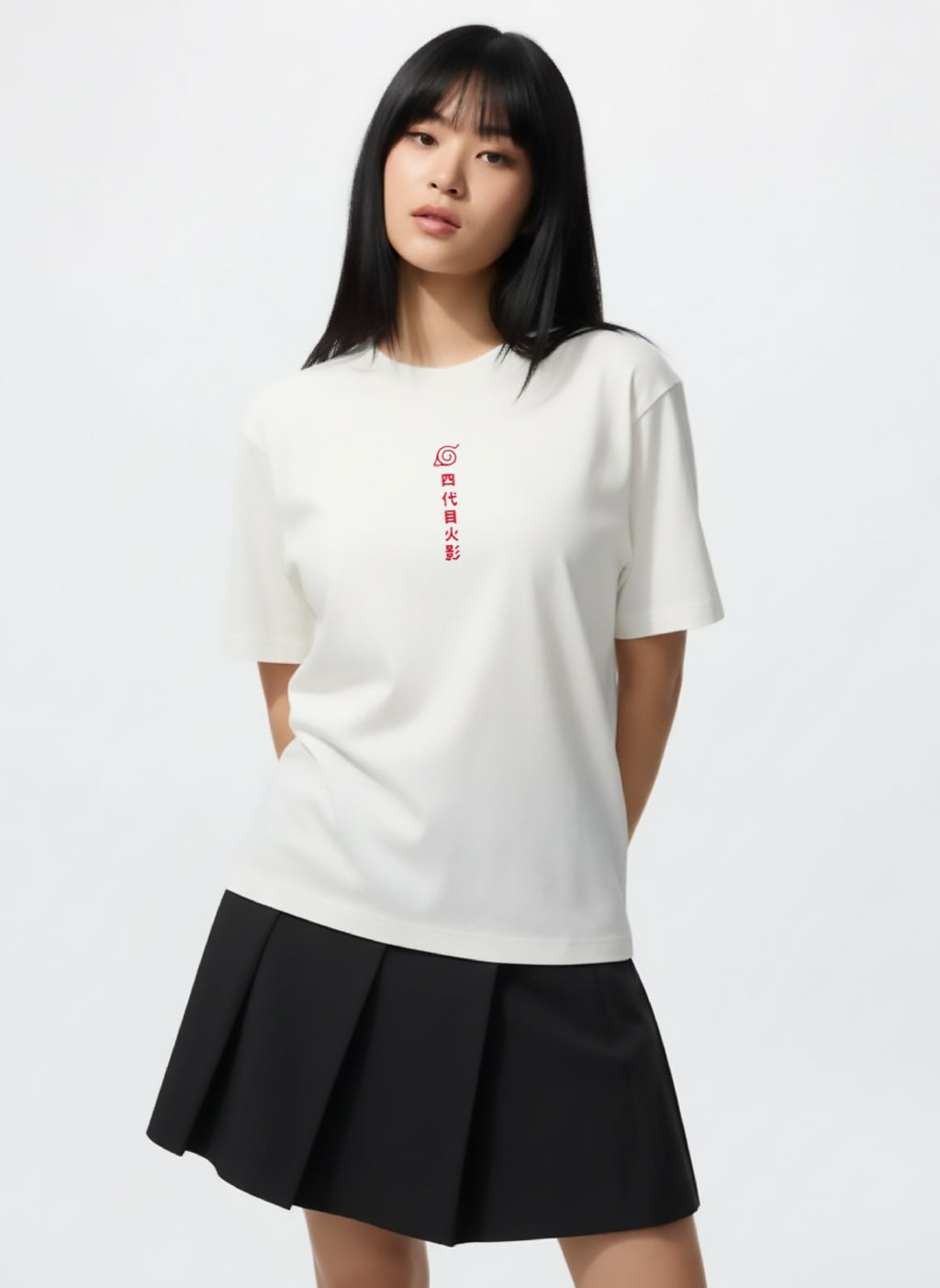 T-Shirt Minato Namikaze Yondaime Brodé porté par un modèle – Naruto Shippuden™ Licence Officielle PROJO