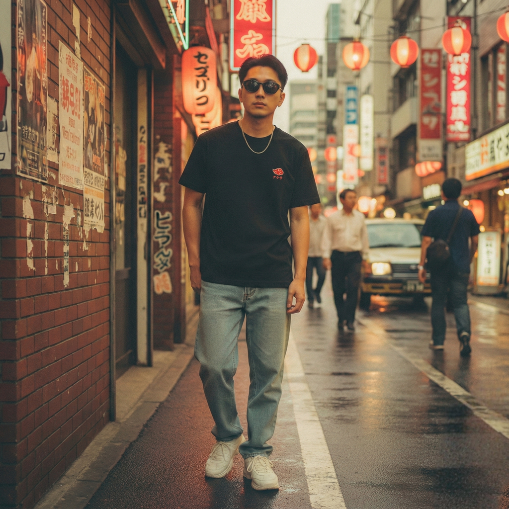 Vue de face T-Shirt Itachi Akatsuki brodé – Licence officielle Naruto Shippuden™ PROJO